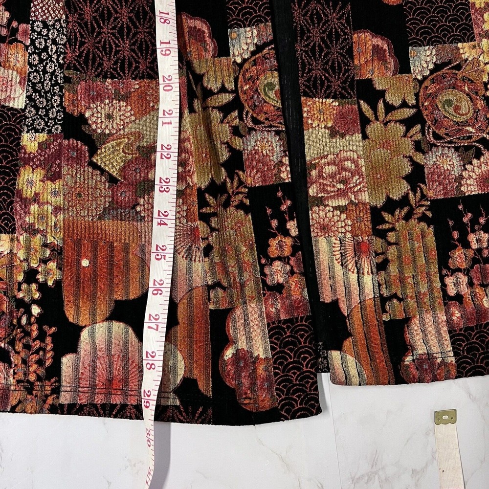 Draper's & Damon's Women Small Black Multi Kimono Floral Theme Open Cardigan Top - Picture 13 of 15